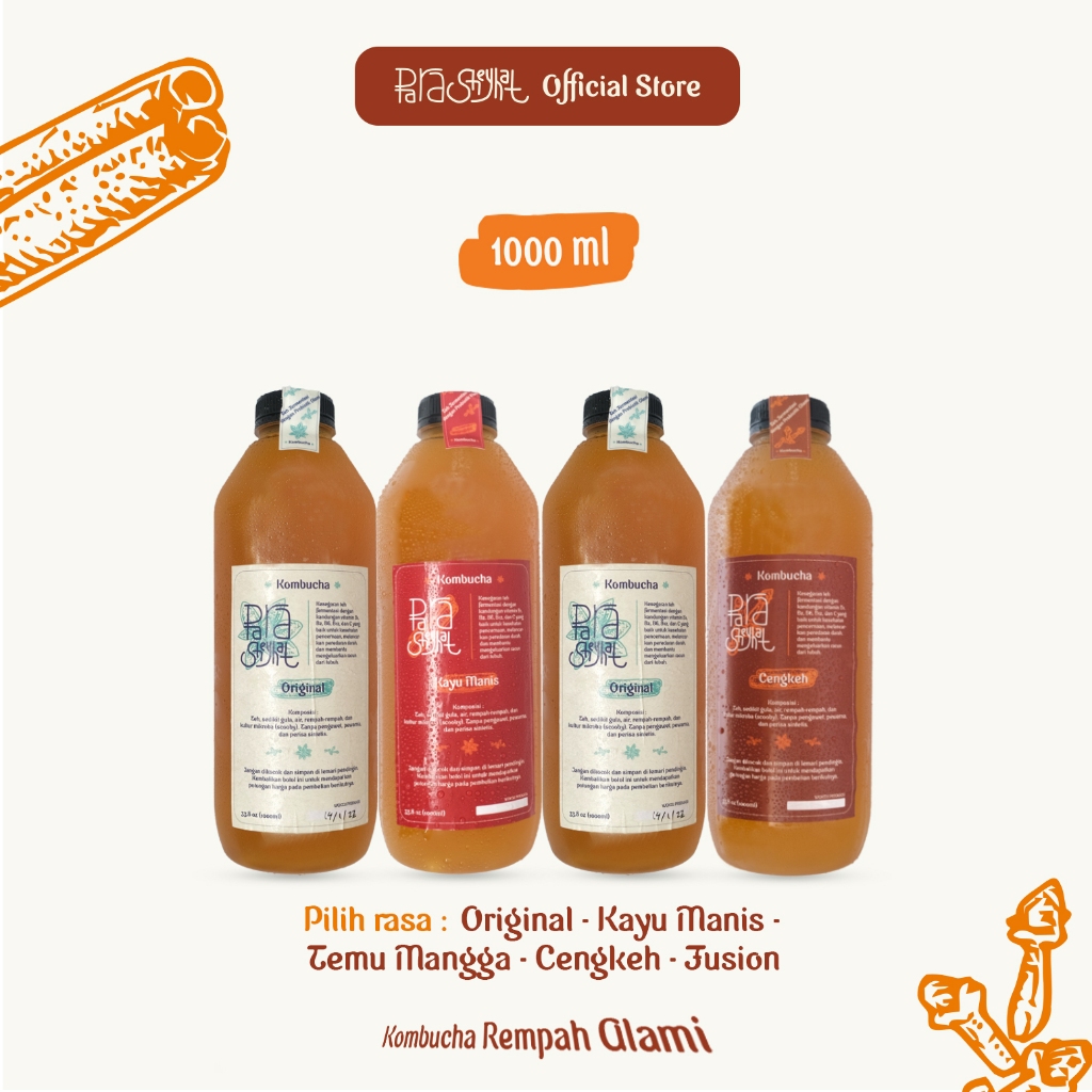 

Kombucha Minuman Fermentasi Teh Probiotik Kaya Antioksidan - Kemasan 1000ml | by Parasheyhat