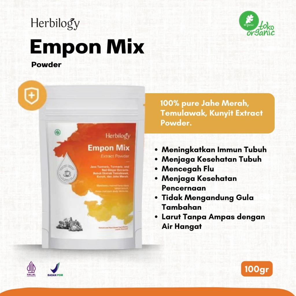 

Herbilogy Empon Mix (100gr) | Herbal Ekstrak Powder Kunyit, Temulawak, Jahe Merah, Herbal untuk Meningkatkan Immun Tubuh, Menjaga Kesehatan Tubuh