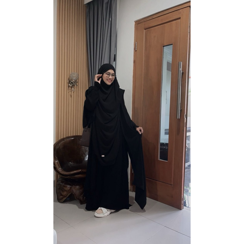 ALEENA GAMIS ABAYA+ OUTER SPESIAL JETBLACK || Syari NYAMAN ANTI UV REKOMENDASI OUTFIT KONDANGAN SYAR