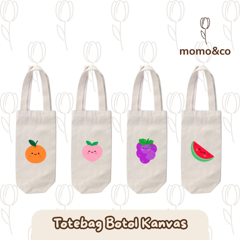Totebag Botol Kanvas  uk 18×35cm totebag kanvas tas botol muat botol 2liter sablon lucu
