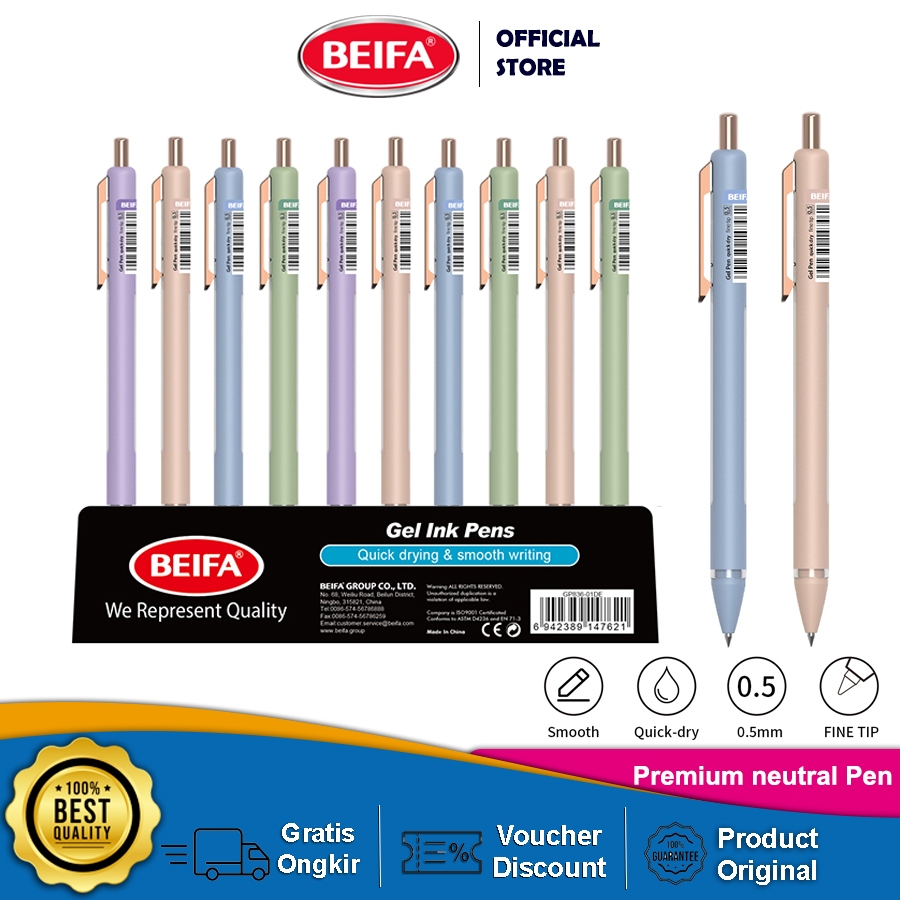 

Beifa Gel Ink Pen Premium Neutral Body Metal Elegan 0.5mm GP836