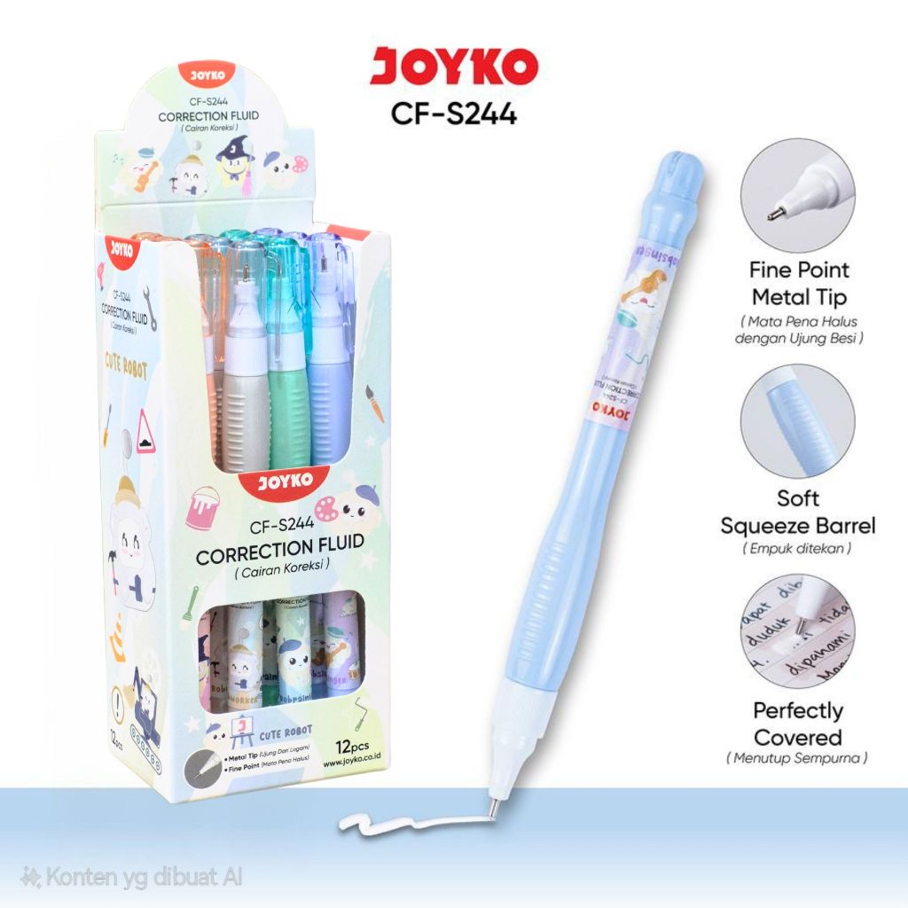 

1 LSN / 12 Pcs Correction Fluid Joyko CF-S244 (Cute Robot)