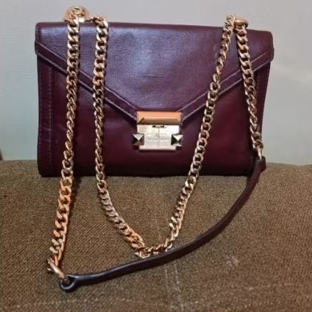 Michael kors MK burgundy sling shoulder rantai