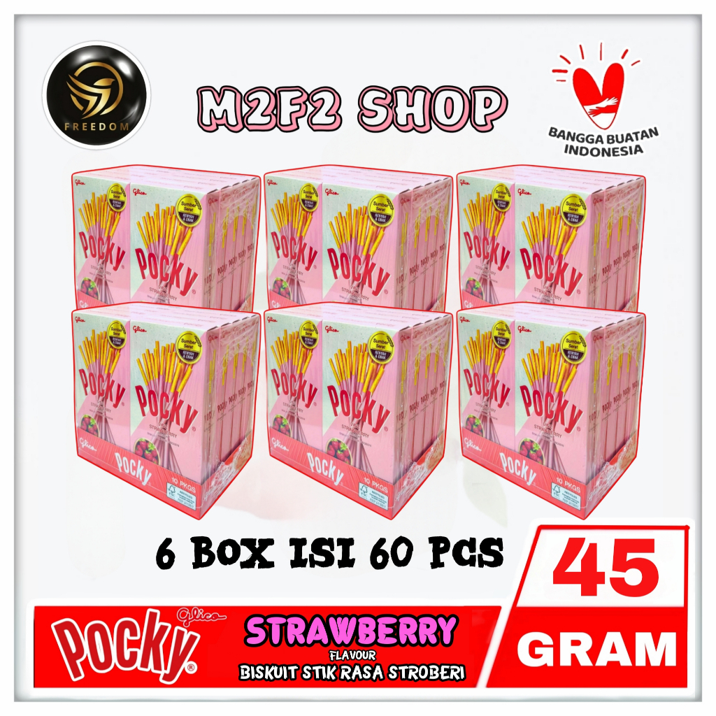 

Glico Pocky Biskuit Stroberi Stik | Strawberry Flavour - 45 gr (Kemasan 6 Box)