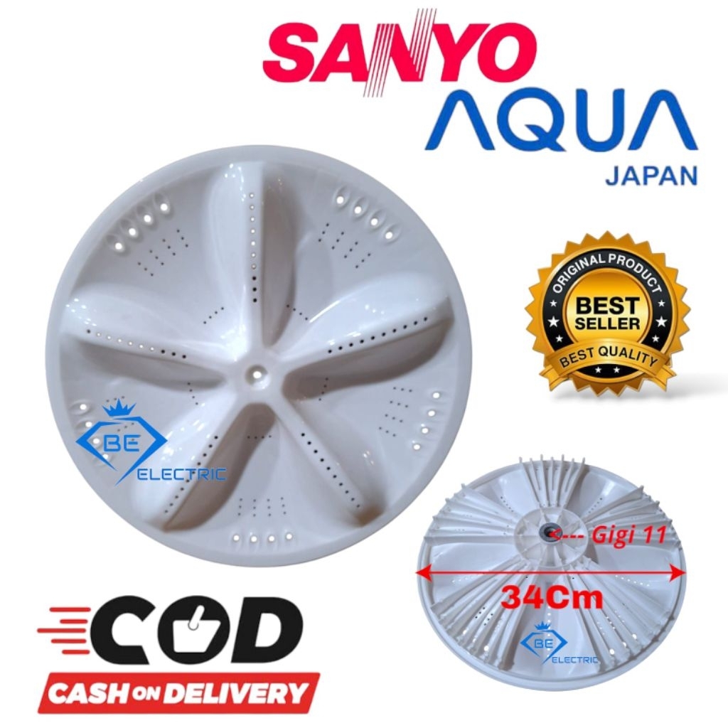 PULSATOR MESIN CUCI SANYO 1 TABUNG GERIGI 11 DIAMETER 34CM AQW-86SB ASW-890HT ASW-8SSB