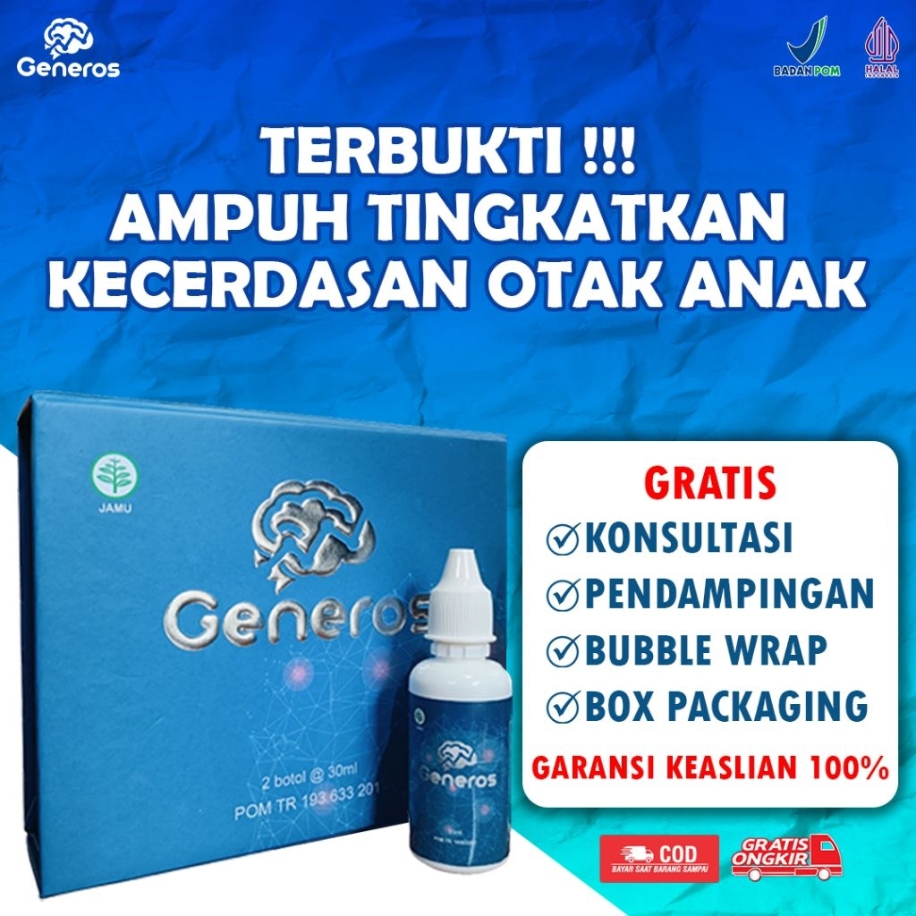 Generos - Suplemen Vitamin Otak Anak / Konsentrasi & Daya Ingat Herbal BPOM - 1 Box Isi 2 Botol