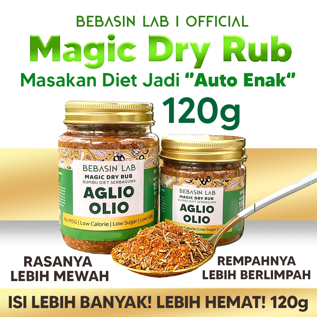 

MAGIC DRY RUB - Aglio Olioo | Bumbu Aglio Olio | Bumbu Diet | Bumbu Instan | Dry Rub Bumbu Marinasi Ayam & Daging Diet | Bumbu Dapur Bubuk Lengkap Tanpa MSG & Pengawet | Rendah Kalori