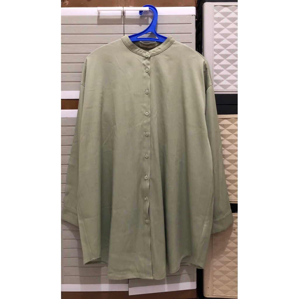 ATASAN TUNIK HIJAU SAGE KATUN BRAND