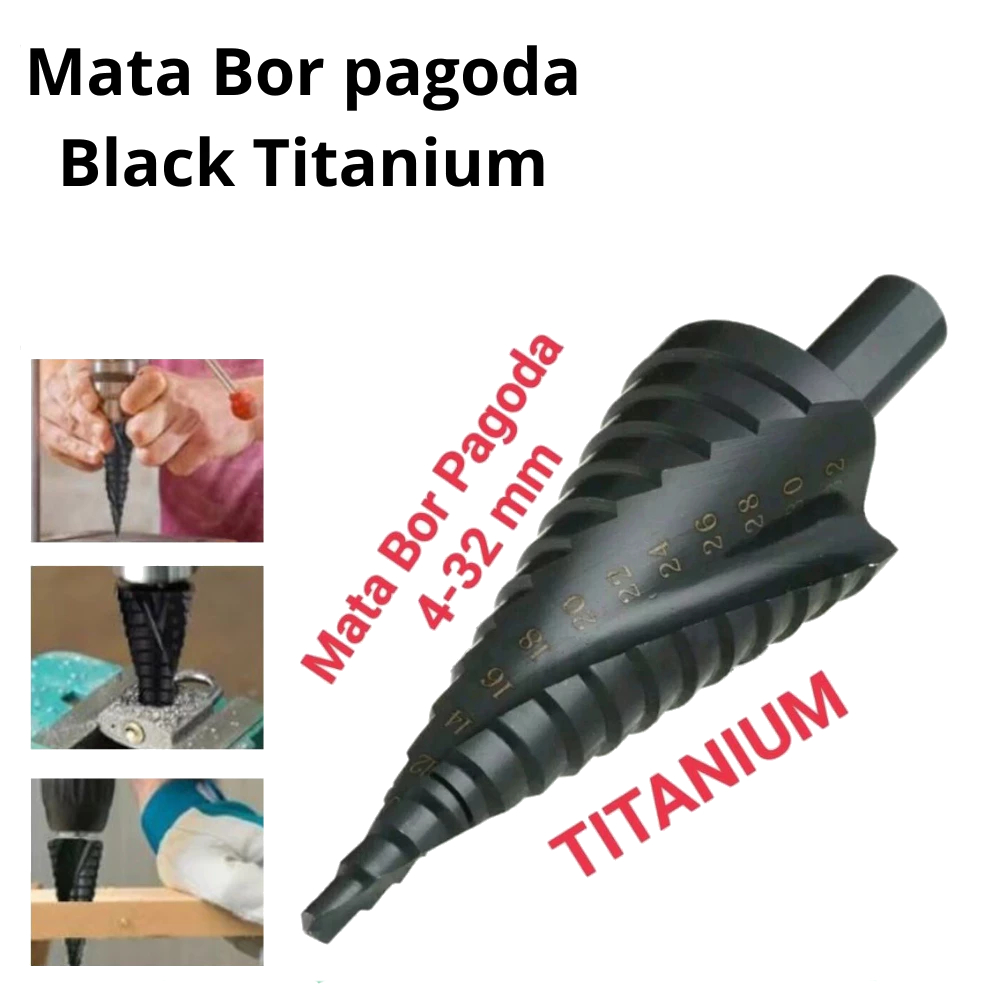 Mata Bor Pagoda 4-32MM Mata Bor Untuk Baja Keras Pagoda Titanium Mata Bor Besi Baja Black Titanium