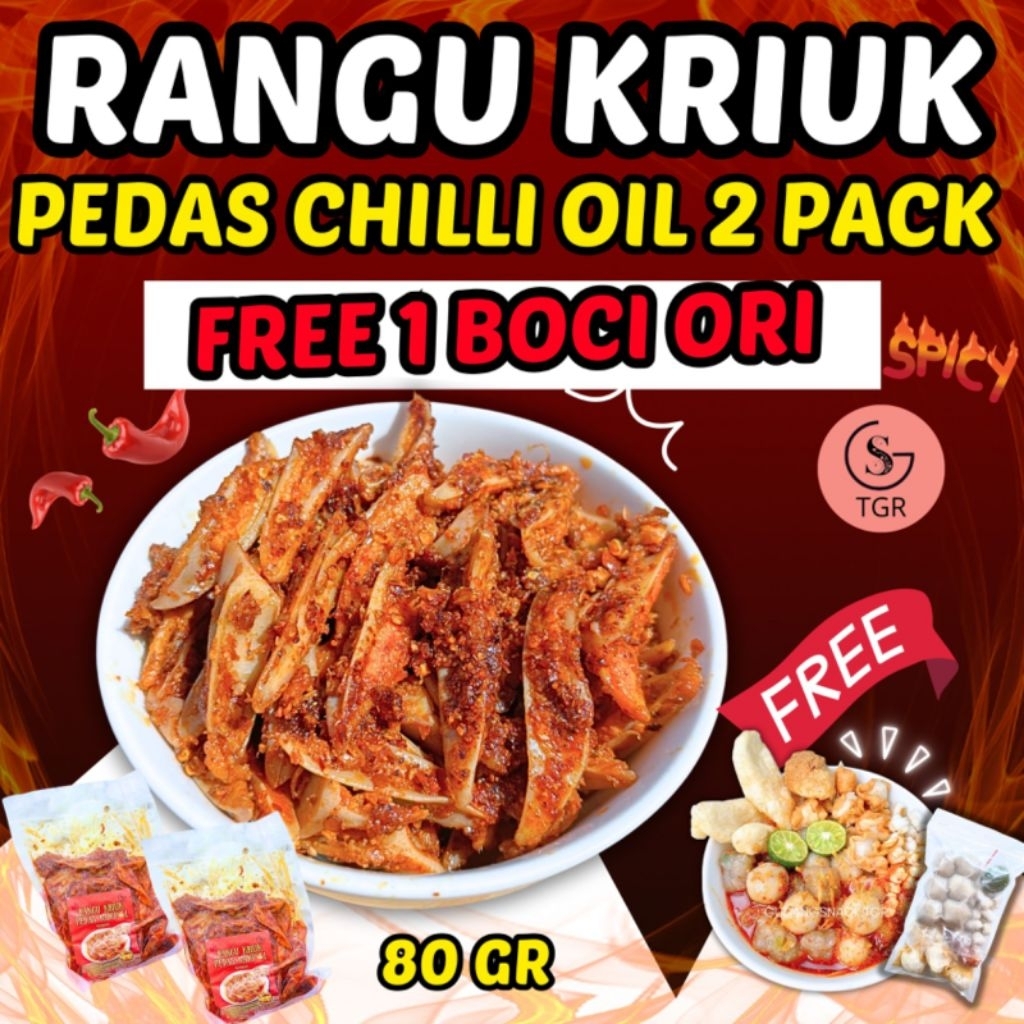 

2 PACK RANGU FREE BOCI TULANG RANGU KRIUK PEDAS CHILLI OIL 2 PACK FREE 1 BOCI ORI INSTAN