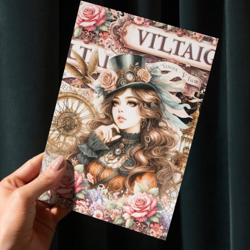 

(Pre Order) Paper Vintage Steampunk Victorian Lady Paper Deco Journal Scrapbook