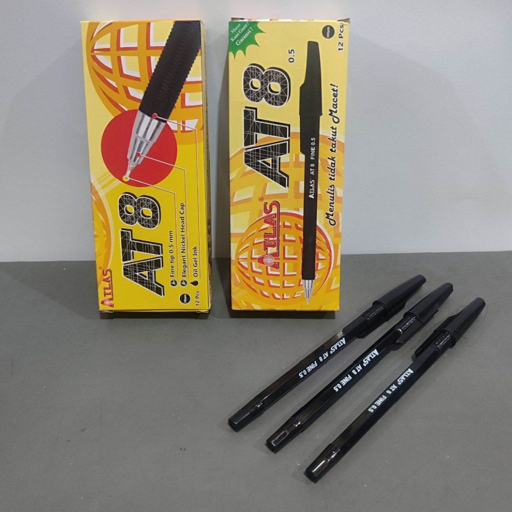 

Ay00! 1 Pak Pulpen Atlas AT8 Hitam Isi 12 Pcs