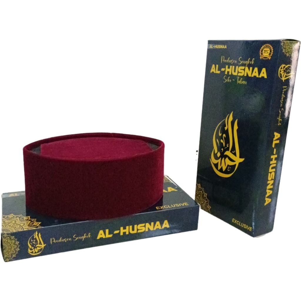 Peci merah maroon kopiah/kopyah merah maroon songkok merah maroon tinggi 8,9,10cm merk al husnaa