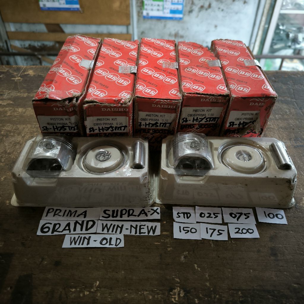 Piston Kit Honda Astrea Prima Grand Supra X Old Win Old New Std 25 75 100 150 175 200 Original Daish