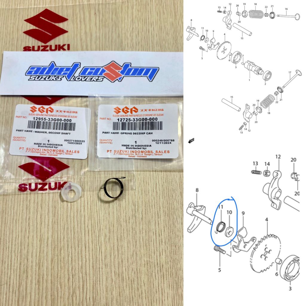 SET PLASTIK + SPRING PER DEKOMPRESI SPIN 125 SKYWAVE HAYATE SKYDRIVE ORIGINAL SGP 12955-33G00-000 / 