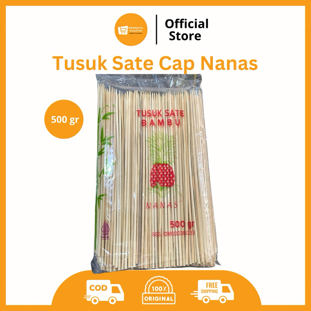 Tusuk Sate Lidi Bambu Cap Nanas 1 Pak (500 gr)