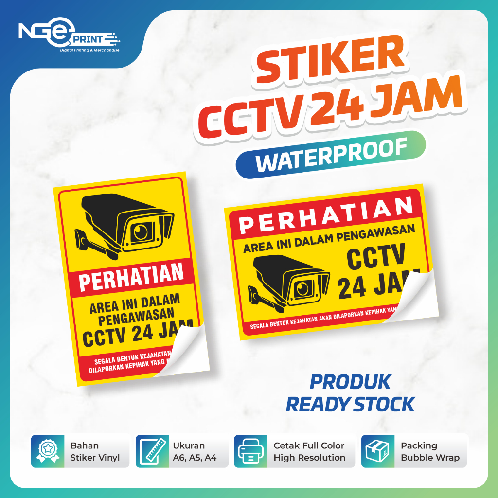 

Stiker CCTV 24 Jam/Label CCTV Vinyl/Stiker Waterproof Murah