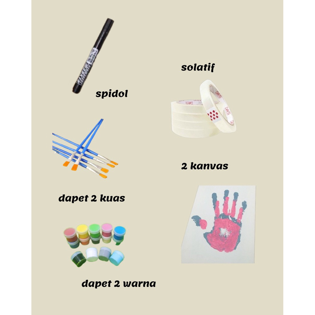 

DIY Hand Painting Kit 1 Set Canvas Board Couple | Kanvas Lukis Cap Tangan Pasangan 20x20