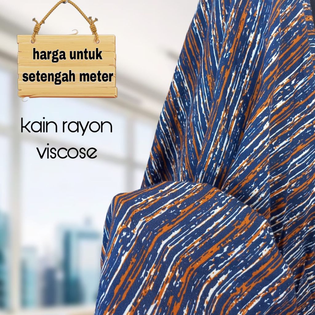Kain Rayon Viscose Motif Salur Abstrak Terbaru