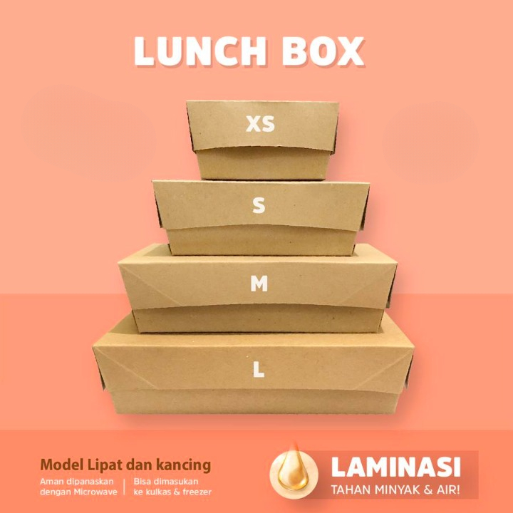 

Dus Lunch Box S 1 Pcs Small Karft Paper Laminasi Kotak Coklat Polos Makanan Nasi Catering Box Roti