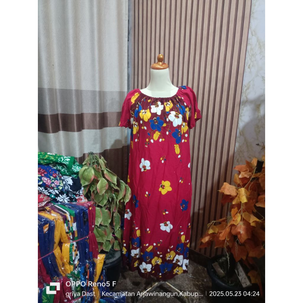 Daster Fuji kekinian [karet leher ]lengan pendek ,Daster Rumahan Muat BB 70kg