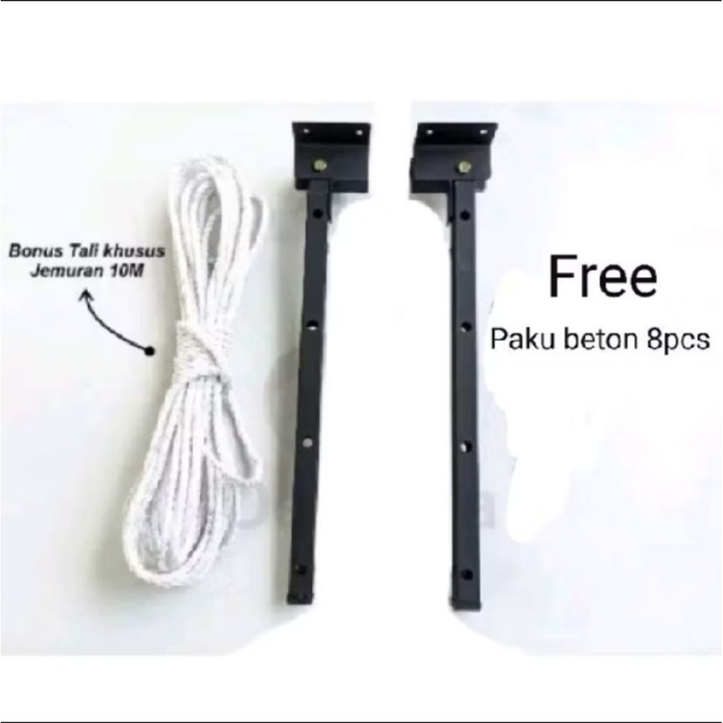Jemuran Baju Lipat Dinding free tali+paku beton