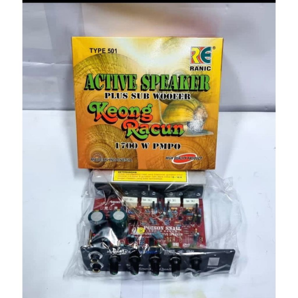 kit aktif speaker stereo plus subwoofer keong racun ranic.