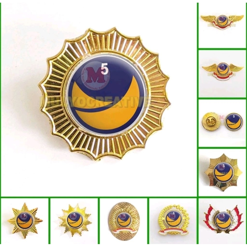 Pin Bros Pin Wing Bulat Padi Kapas Kembang Bintang 8 Bintang 12 Logo Partai NASDEM Gold Satuan Penit