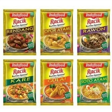 

Bumbu Masak Basah Instan Racik Indofood Varian Gulai / Kare / Opor / Rawon / Soto / Rendang / Ayam Mentega