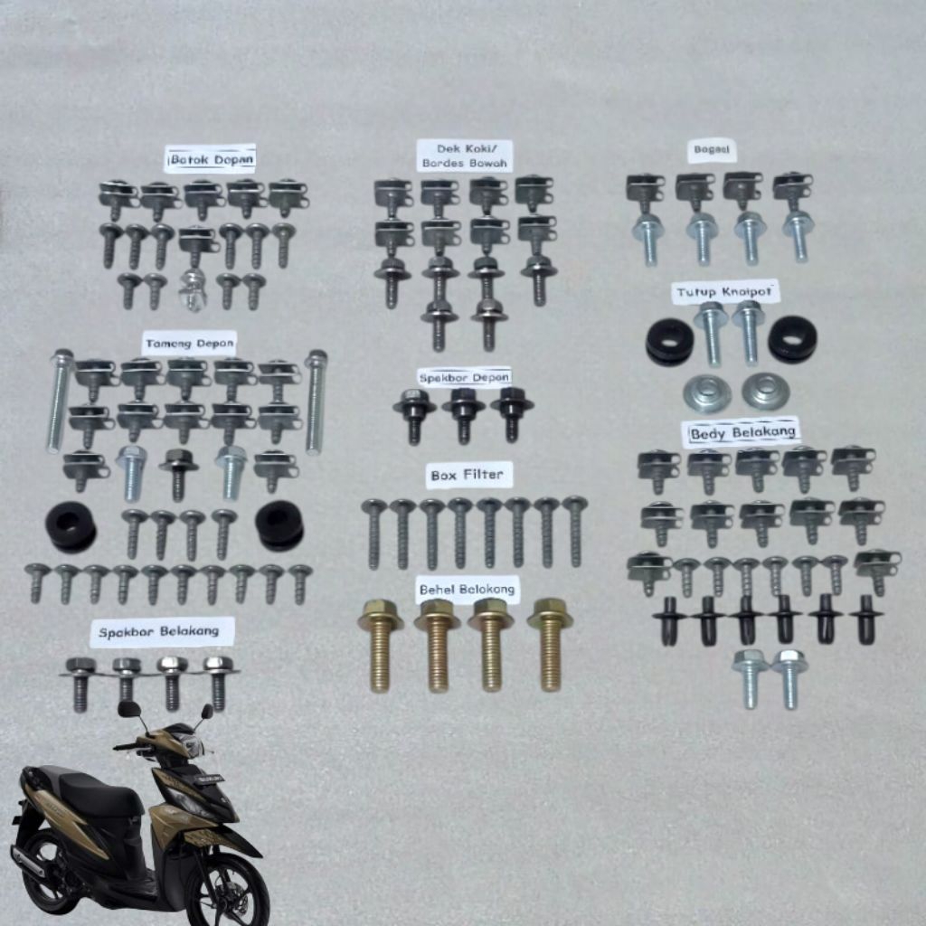 COD Baut Full Set Body Address 115 Fi PGM-FI / Baut Lengkap Cover Body Suzuki Address 115 Fi PGM-FI 