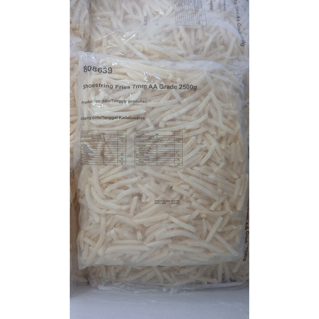 

French Fries Shoestring / Kentang Beku Frozen / Kentang Goreng Beku 7mm 500gr,1kg,2,5kg