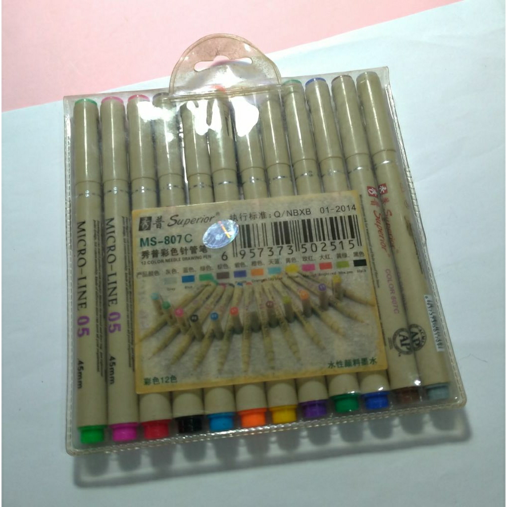 

SUPERIOR NEEDLE DRAWING PEN 12 COLOUR