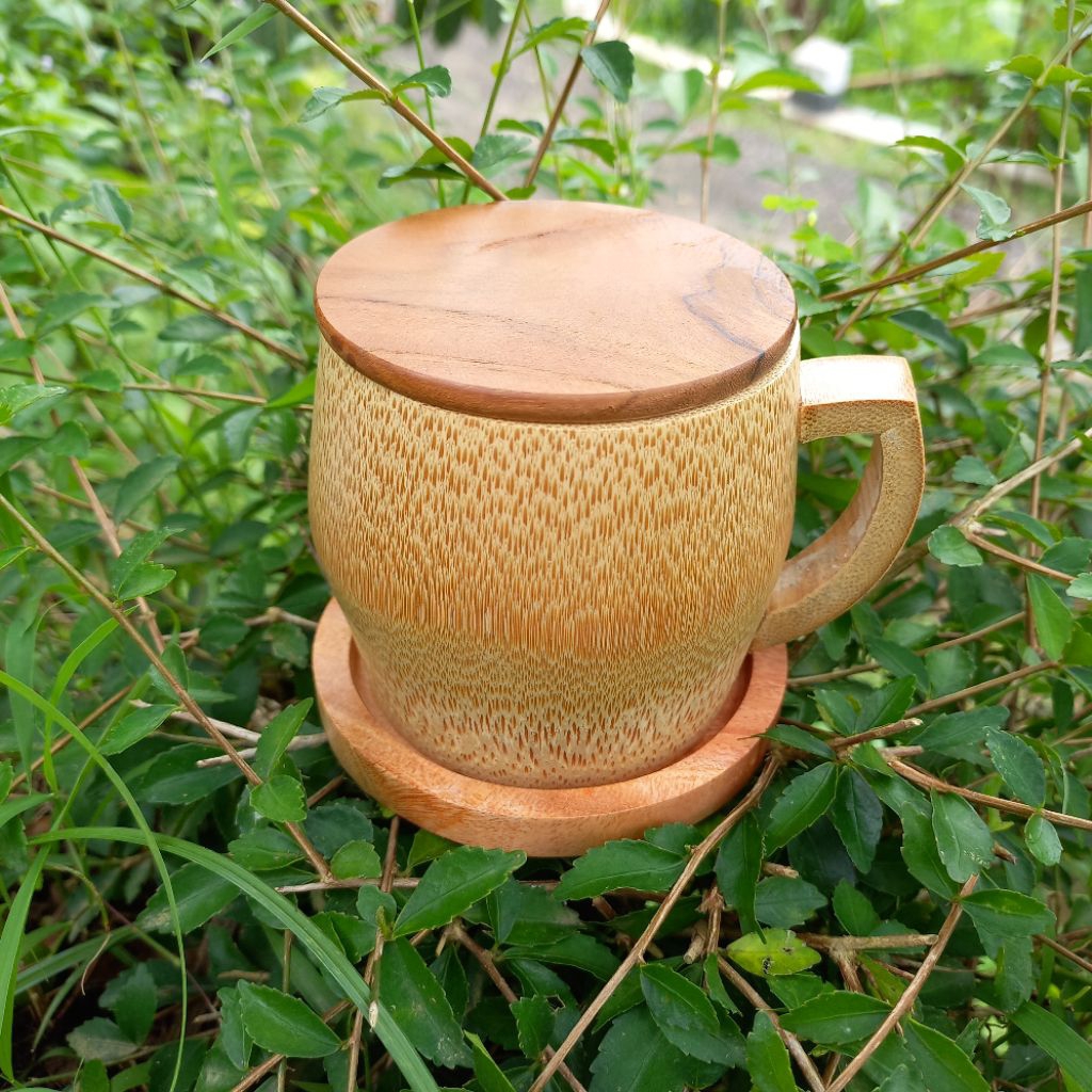 1set Gelas Cangkir Bambu Murah Gelas Kopi Dan Teh