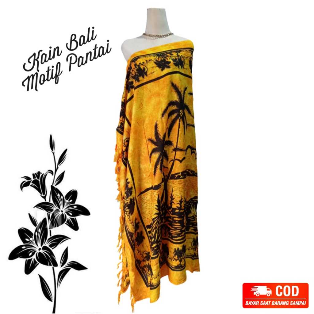 Kain pantai bali motif pemandangan - sarung pantai - kain pantai bali - sarung bali - kain pantai