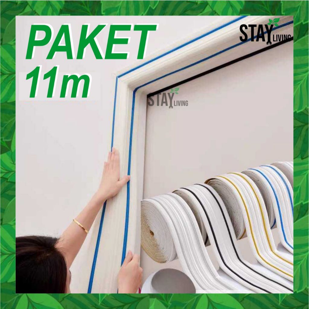 [PAKET 11m] Wallpaper Foam List Plafon 3D List Wall Border List 2.3 Meter Walpaper List Foam Stiker