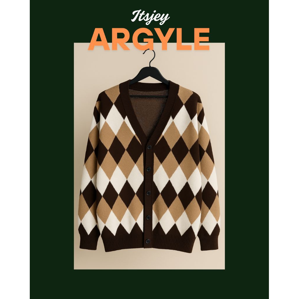 ARGYLE CARDIGAN / CARDIGAN MOTIF KETUPAT