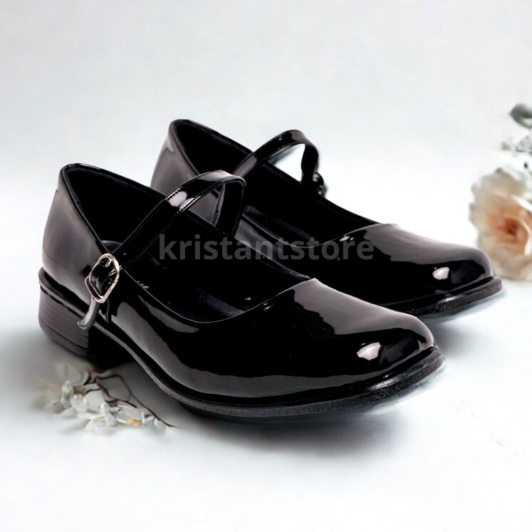 SEPATU PANTOFEL PASKIBRA - SEPATU PANTOFEL WANITA PASKIBRA - SEPATU PANTOFEL WANITA HITAM -  GLOSY
