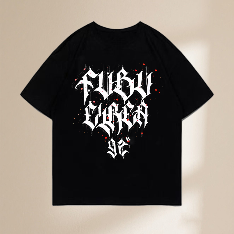 (COD) Ukuran KAOS , kepribadian FUBU cetak font gotik, keren