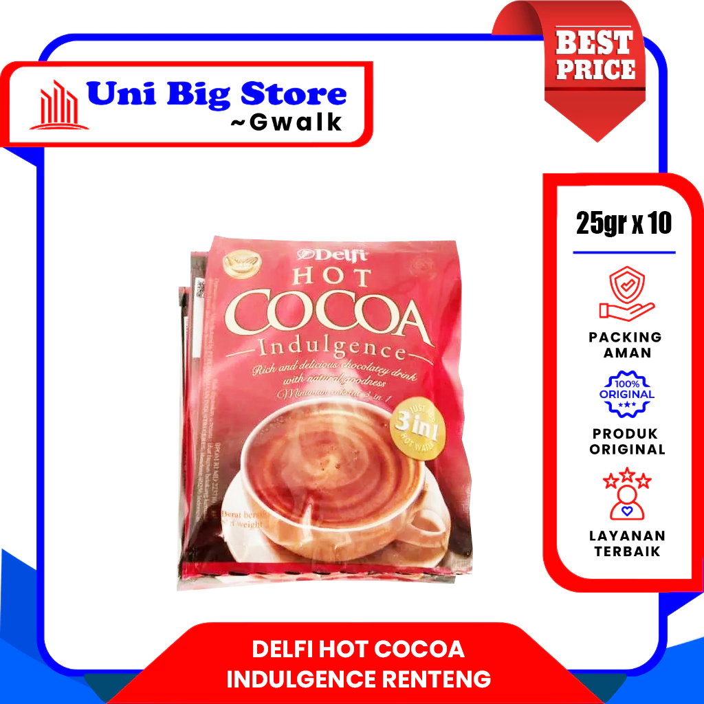 

DELFI HOT COCOA INDULGENCE CHOCOLATE DRINK COKELAT 3 IN 1 RENTENG - (25 gr x 10 pcs)