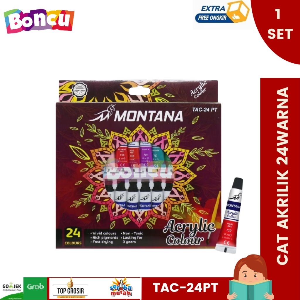 

MONTANA Acrrylic Colour / Cat Akrilik 24Warna Rich Pigments & Fast Drying TAC-24PT