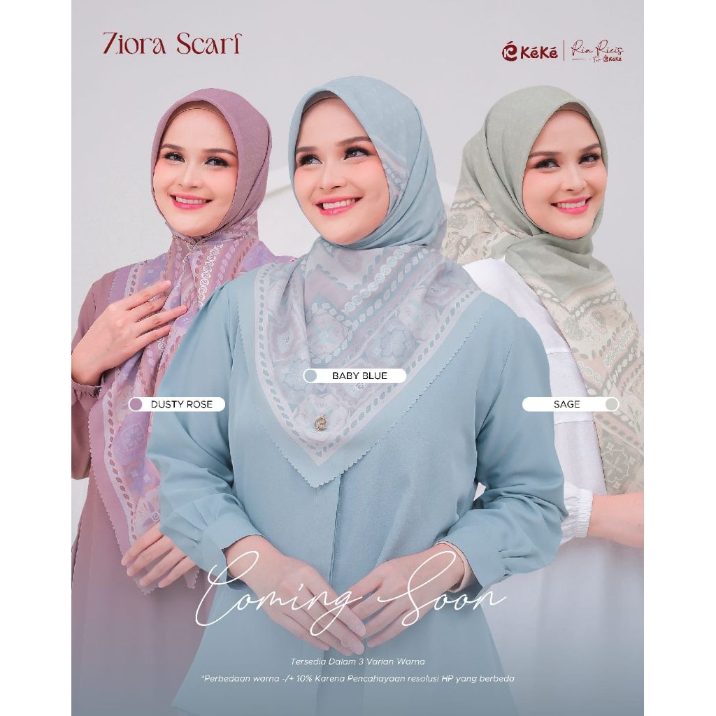 KEKE HIJAB ZIORA SCARF (Baby Blue, Dusty Rose , Sage) Scarft segiempat segi empat
