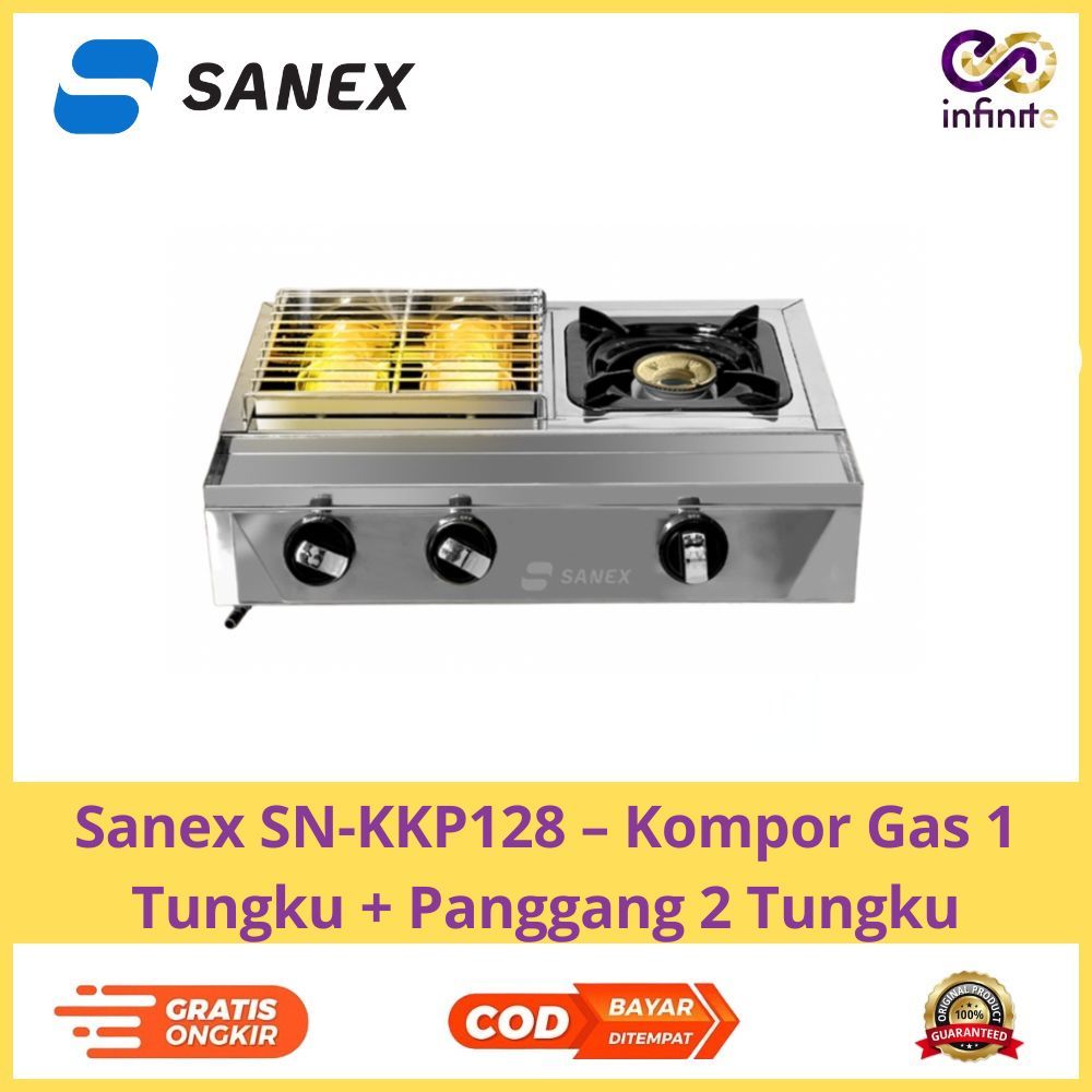 Sanex SN-KKP128 – Kompor Gas 1 Tungku + Panggang 2 Tungku