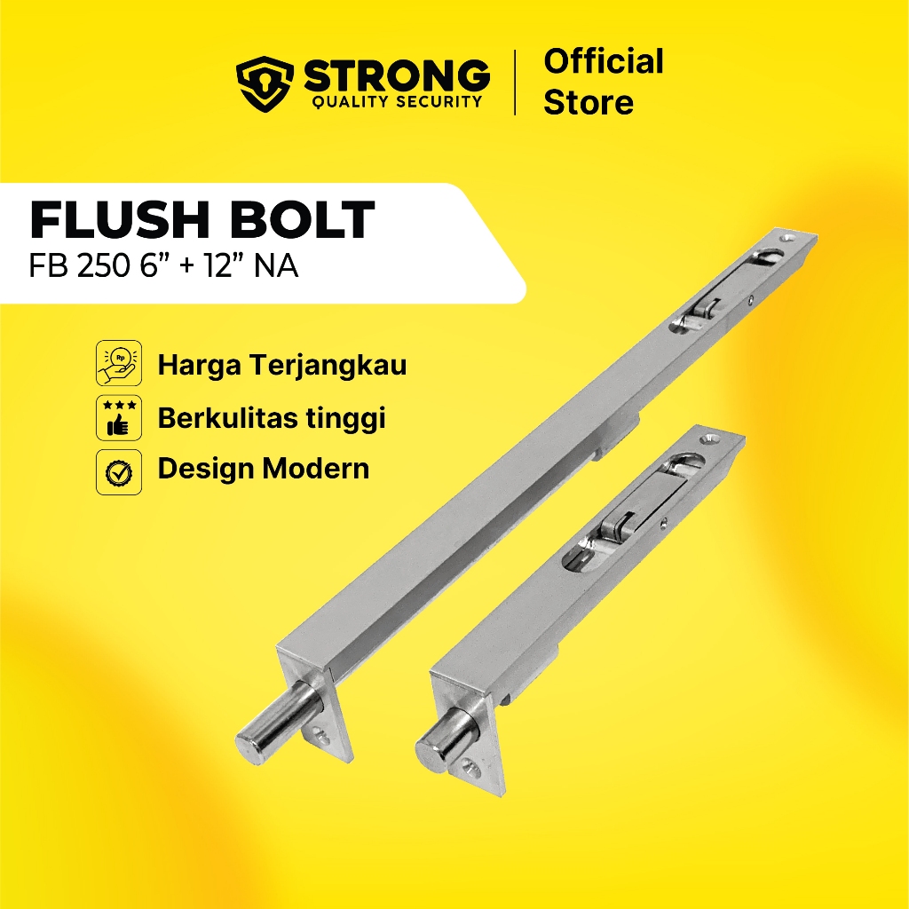 STRONG Flush Bolt Slot Pintu Grendel Tanam Selot Pintu Kupu Tarung FB AL 250 6"+12" NA