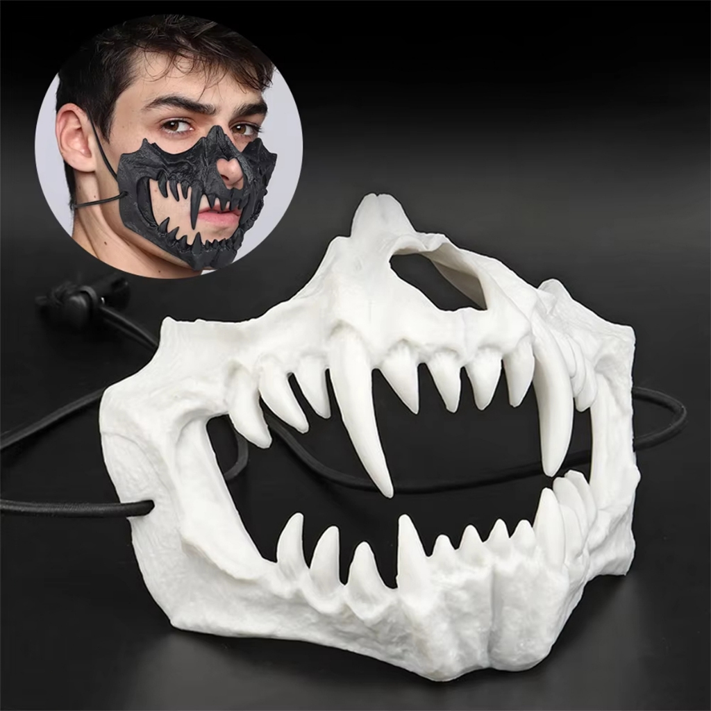 Topeng silikon wajah seram Berpakaian Pria Wanita Tengkorak Scary Skull Halloween Mask Seram