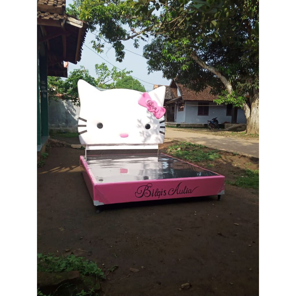 Dipan Divan kasur karakter Hello kitty/Sandaran rangka tempat tidur