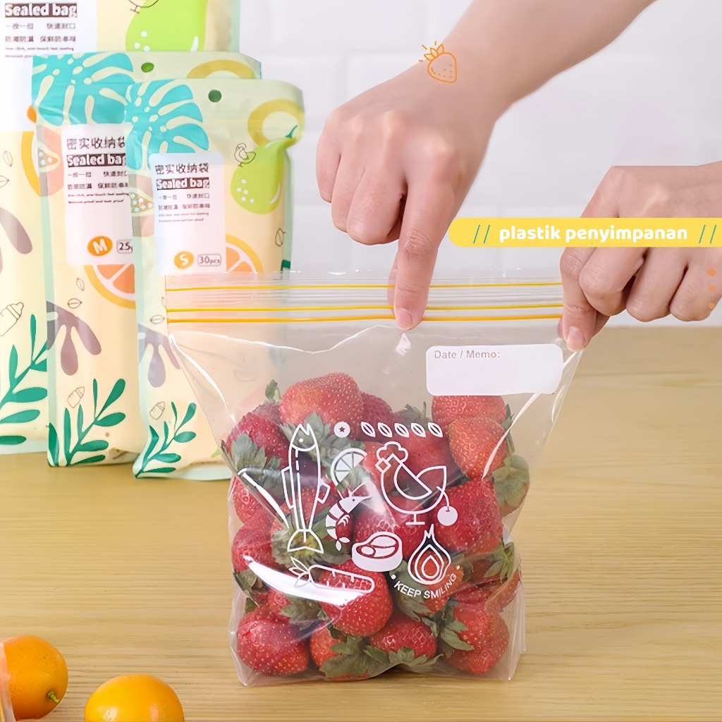 Plastik Double Seal Ziplock  Kulkas Penyimpanan Reusable Ziplock Food Grade untuk Sayuran