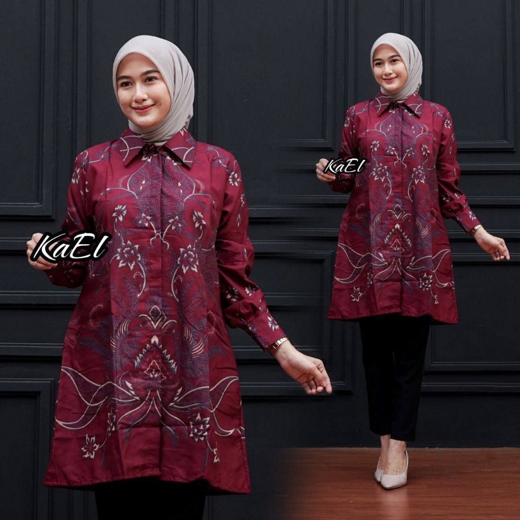 bestpromo tunik batik wanita jumbo big size ld 120cm modern terbaru tunik batik modern seragam