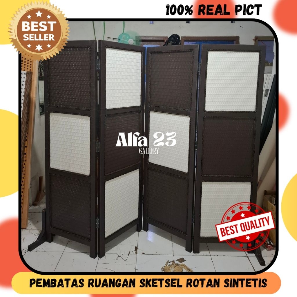 (Tinggi 2 meter) sketsel Rotan Sintetis pembatas ruangan rotan untuk ibadah keagamaan