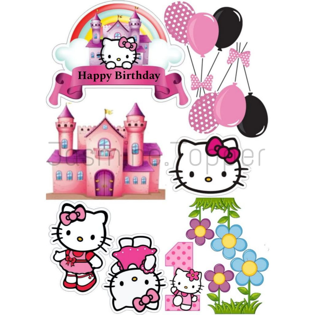 TOPPER Cake HELLO KITTY [FREE] request Nama/Foto