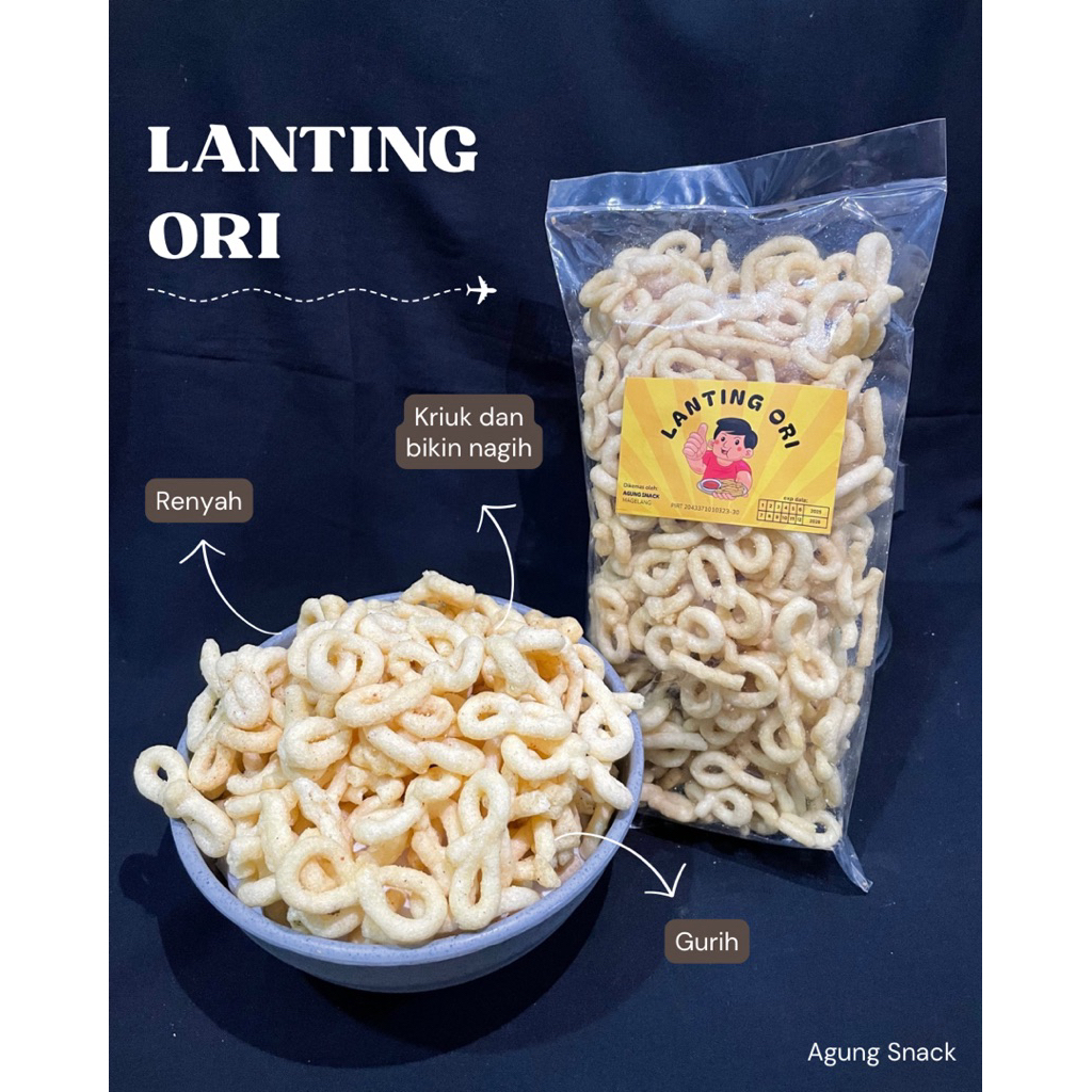 

Lanting Original / Makanan Ringan Lanting Bawang 250 gram Klanting Gurih dan Renyah